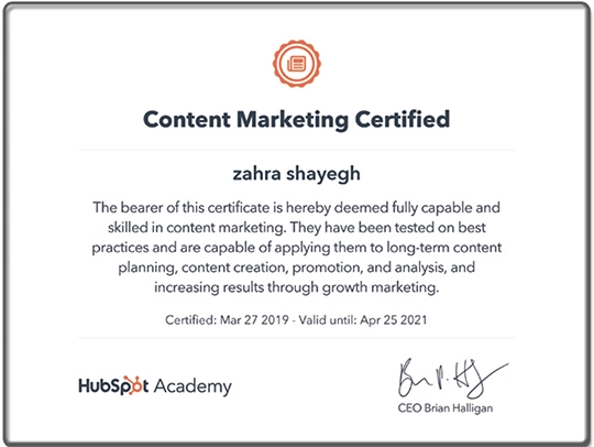 content marketing certificate